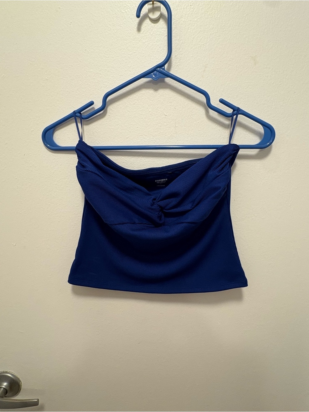 Express Royal Blue Twist-Front Ribbed Cami